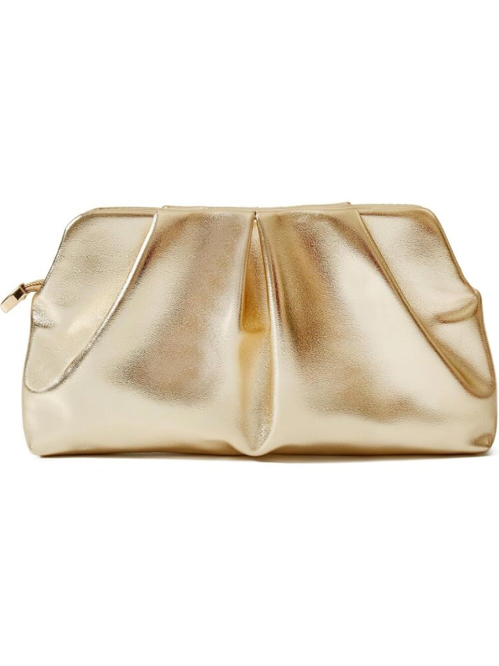 Women's Champagne Gold Pleated Dressy Clutch Purse Evening Bag Detachable Chain